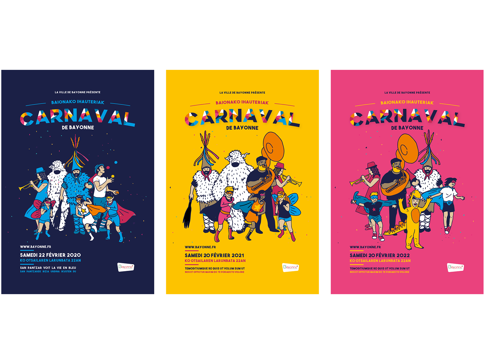 3 affiches carnaval bayonne 2022