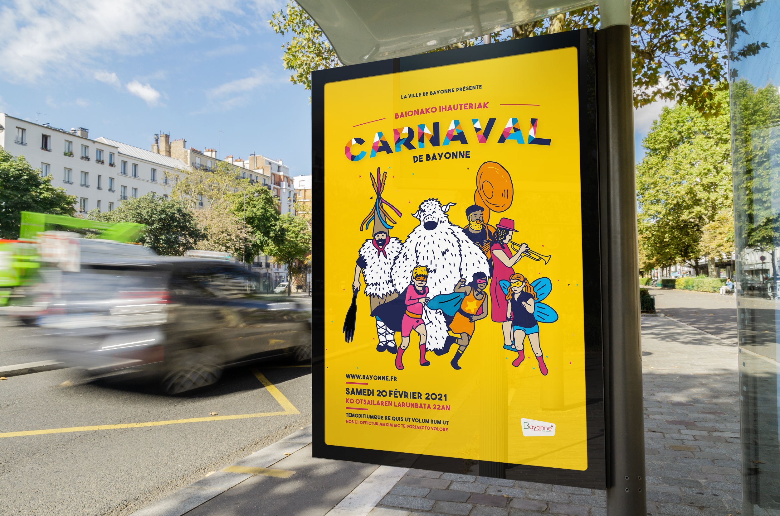Carnaval Bayonne affiche jaune 2021